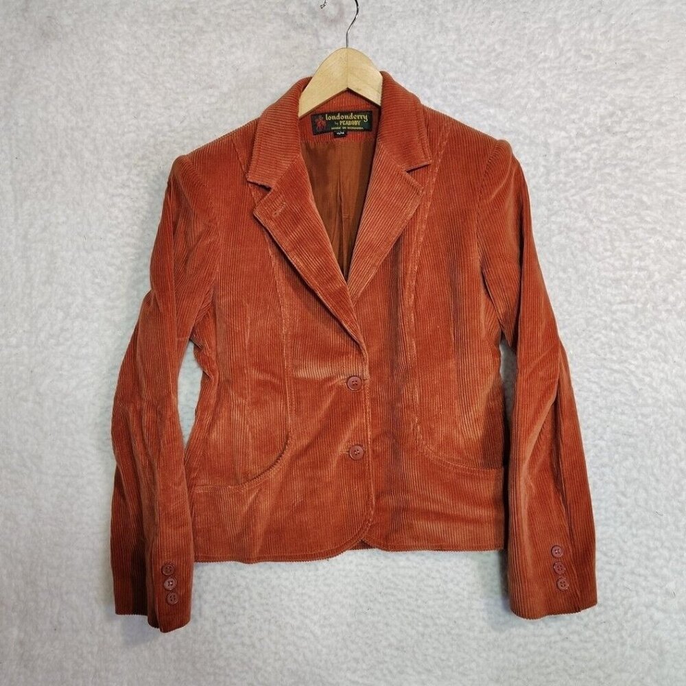 Londonderry By Peabody Women's Corduroy Blazer Rust Brown Size 11/12